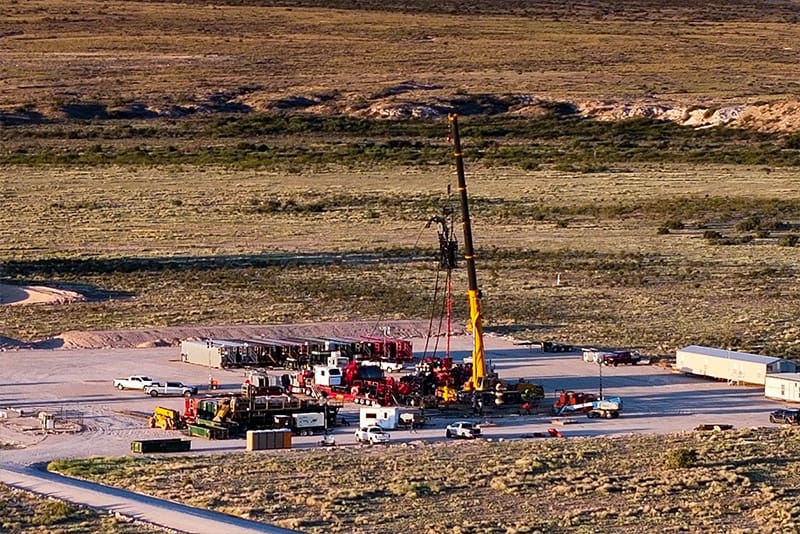 drone shot of well site