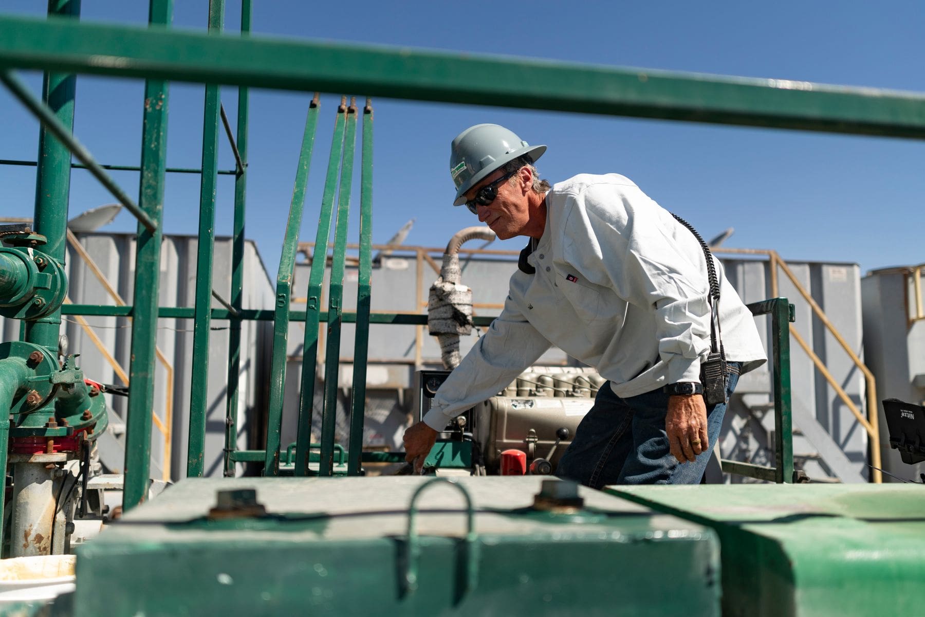 Man working on mixing plant